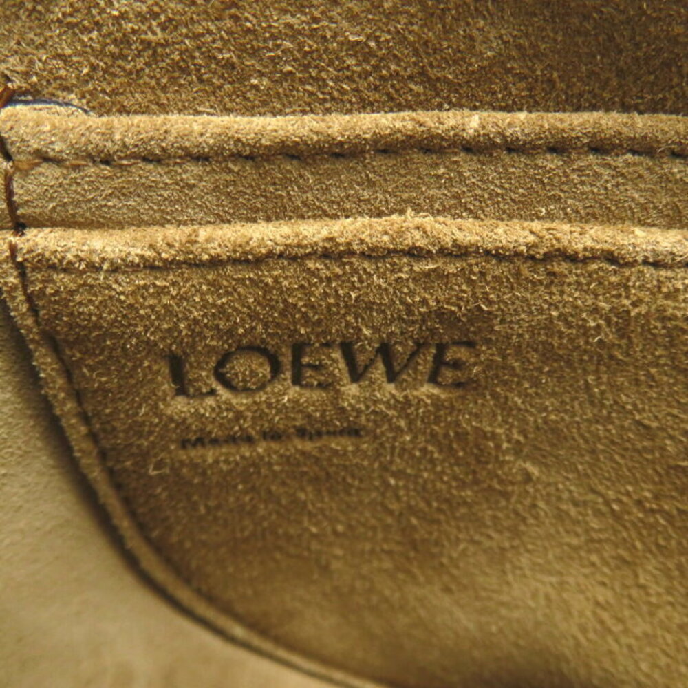 LOEWE Gate Dual Shoulder Bag Calfskin Leather Jacquard Brown Tan - Picture 7 of 10